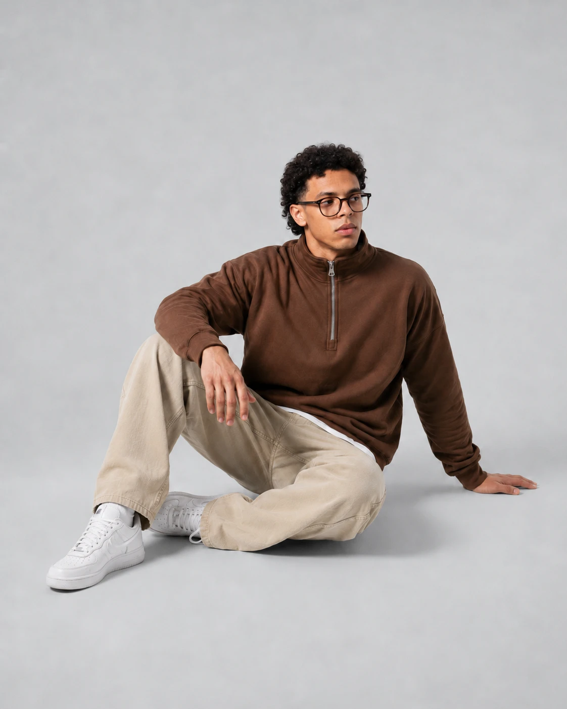 Black STRIP half-zip with light denim